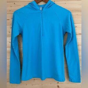 BELLA Women’s Small Turquoise Zip Soft Stylish Logo Sweatshirt Hooded Hoodie